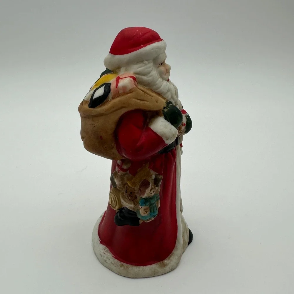 Vintage Santa Claus Figurine Ceramic Christmas Father Christmas Toy Bag 5.5
